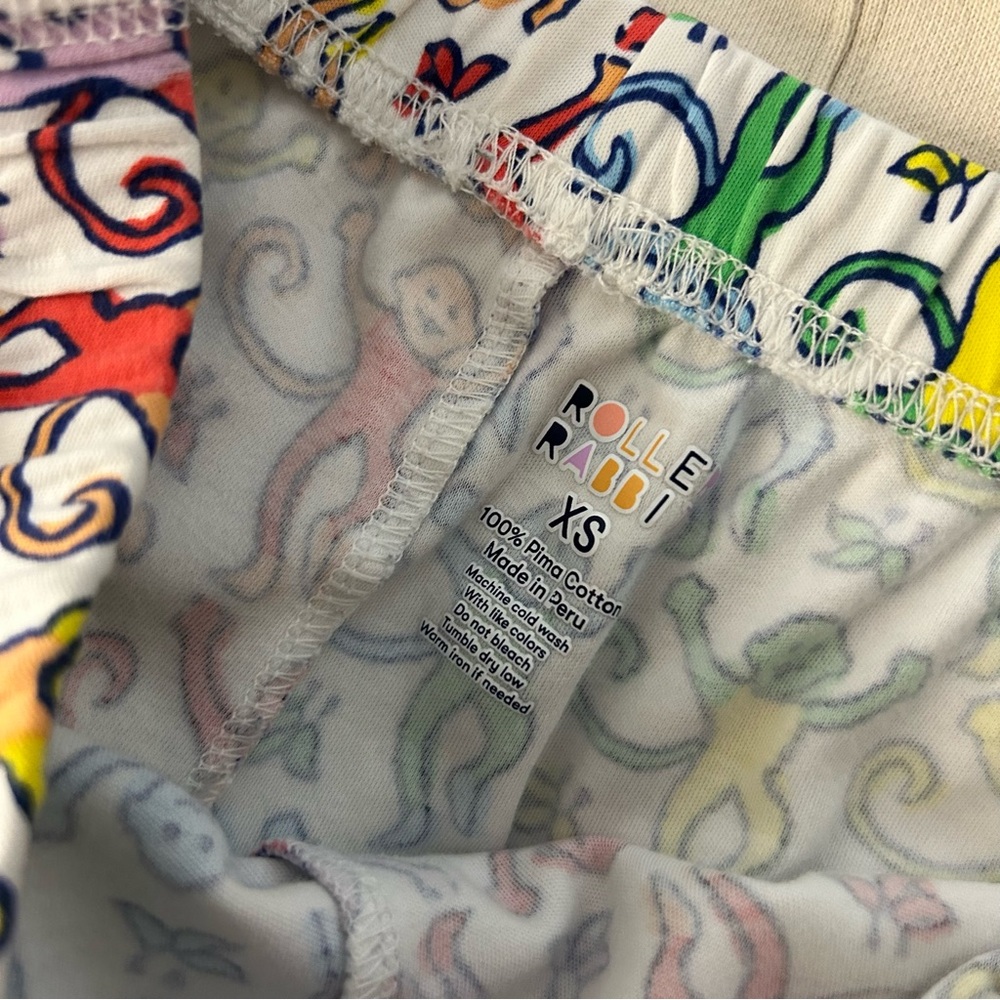 Roller Rabbit Disco Monkeys Rainbow Colorful Print Pajama Pants - Picture 4 of 5